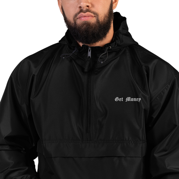 "Get Money" Embroidered Champion Packable Jacket