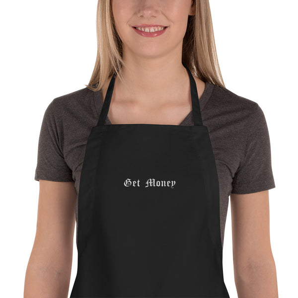 "Get Money" Embroidered Apron
